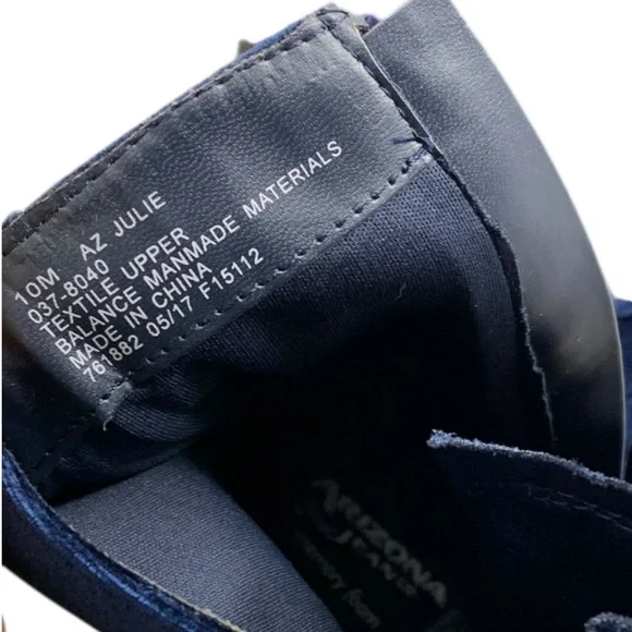 Arizona Jean Co Julie Booties Blue Velvet Lace Up Memory Foam Combat Boots Sz 10 - Picture 10 of 11
